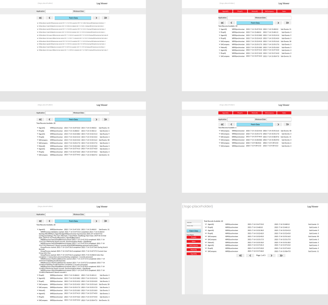 Screenshot of log viewer application planning process in Figma